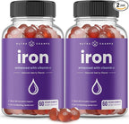 NutraChamps Iron Gummies with Vitamin C, 20mg Iron Blood Cell Formation Support, 120 Gummies for Iron Deficiency & Anemia, Energy, Focus, Immune Boost Pack of 2