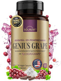 Resveratrol Complex Supplement with Clinically Tested Cognigrape Red Grape Extract OPC Proanthocyanidins - Antioxidant & Brain Health Support - 90 Veggie Capsules, Non-GMO, Gluten-Free, Vegan
