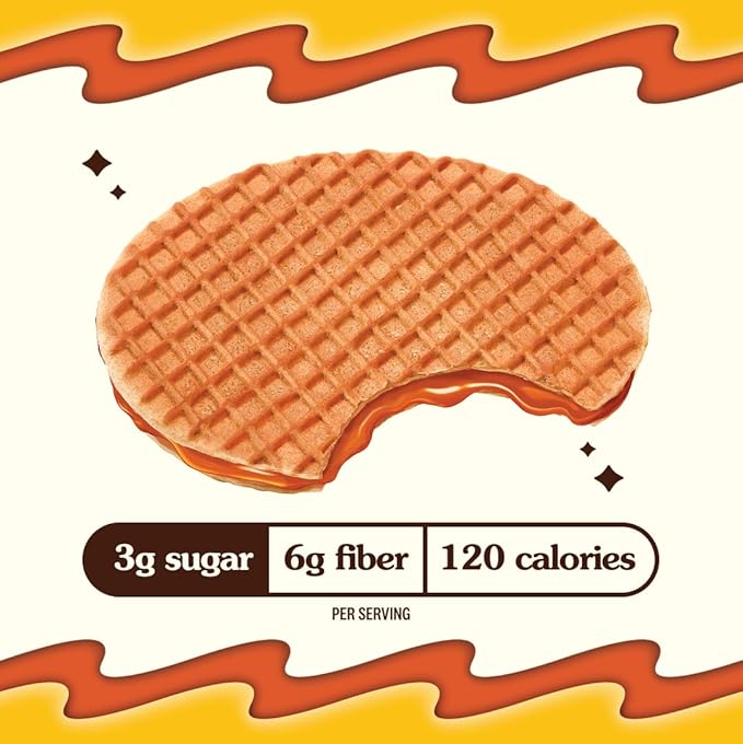 Rip Van Wafels Honey and Oats Stroopwafels, Healthy Snacks, Non-GMO, Keto Friendly, Office Snacks, Low Sugar (3g), Low Calorie, 12 Pack