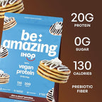 BE AMAZING Vegan Protein Powder, IHOP Cinn-A-Stack Pancakes, 20g Plant Based Protein with Prebiotic Fiber, Low Carb, Dairy and Gluten Free Shake Mix, No Added Sugar, 29.3 oz, 25 Servings