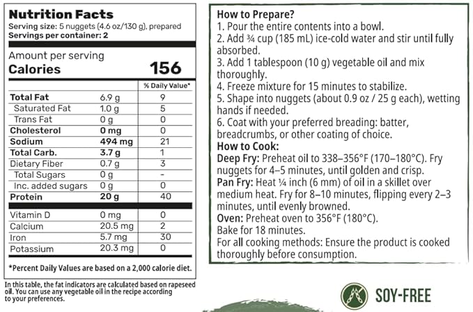 Creative Pea Chickenfree Nuggets Mix 4-Pack | Plant-Based Crispy Bites | High-Protein Shelf-Stable Pea Protein | Just Add Water & Oil | Quick Vegan Meal Kit | Gluten-Free | 4 x 65g
