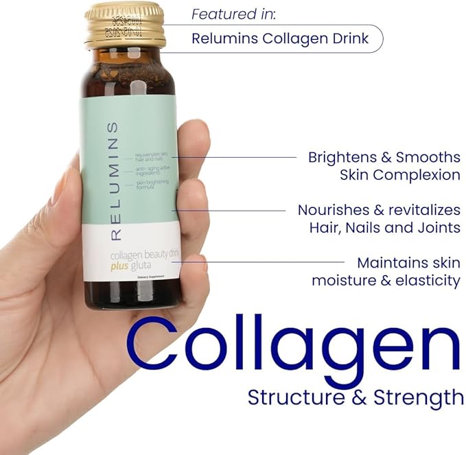 Relumins World's Most Advanced Collagen Drink - 10,000mg w/Glutathione & Antioxidants | USA's No.1 Liquid Collagen, Anti-Aging Spring Glow Essentials | Apple Flavor | Made in USA - 20 Bottles