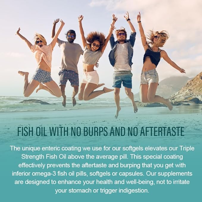 Triple Strength Wild Alaskan Fish Oil, Omega-3 2500mg, EPA 1,300mg + DHA 1,200mg, Supplement for Heart and Joint Health, 2 Month Supply, 120 Softgels