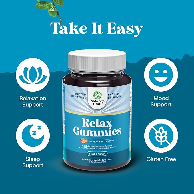 Pure Calm and Relaxing Magnesium Supplement - Magnesium for Stress Support & Rest Ease for Adults - High Absorption Mg Citrate Gummies with L Theanine & Ashwagandha for Muscle Cramps - 90 Count