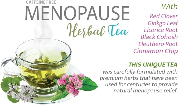 Black cohosh root - MENOPAUSE TEA 14 DAYS - tea for menopause, organic tea for menopause, gingko leaf, red clover herb, cinnamon chip, green tea, licorice root, eleuthero root 1 Pack 14 Bags