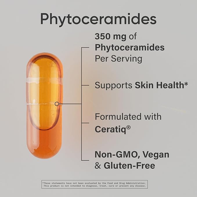 Sports Research® Phytoceramides 350 mg per Veggie Capsule - Plant Derived Ceramides for Healthy Skin and Hydration - Made with Ceratiq® · Non-GMO · Vegan Friendly - 60 Count (Pack of 2)