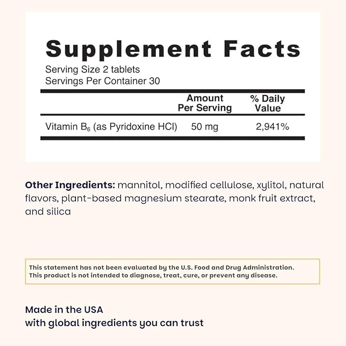 EZ Melts Vitamin B6 - Brain & Heart Health Supplement - Energy Metabolism Support - No Artificial Flavors - Non-GMO & Vegan - Orange Blast - 60 Dissolvable Tablets (30 Servings)
