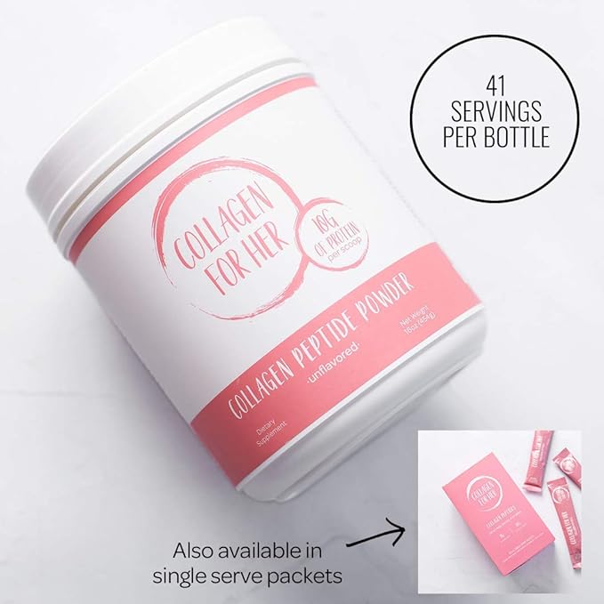 Collagen For Her: Unflavored Collagen Peptides Powder - Hydrolyzed Collagen Protein Supplement for Women | Vital for Hair, Skin, Nails, Gut Support, Paleo, Keto (41 Servings)