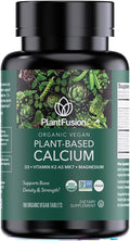 PlantFusion Organic Vegan Calcium, Premium Organic Plant Based Calcium (1000mg) Sourced from Icelandic Red Algae, Plus Magnesium, D3, K2, Iron and Boron, 180 Vegan Tablets