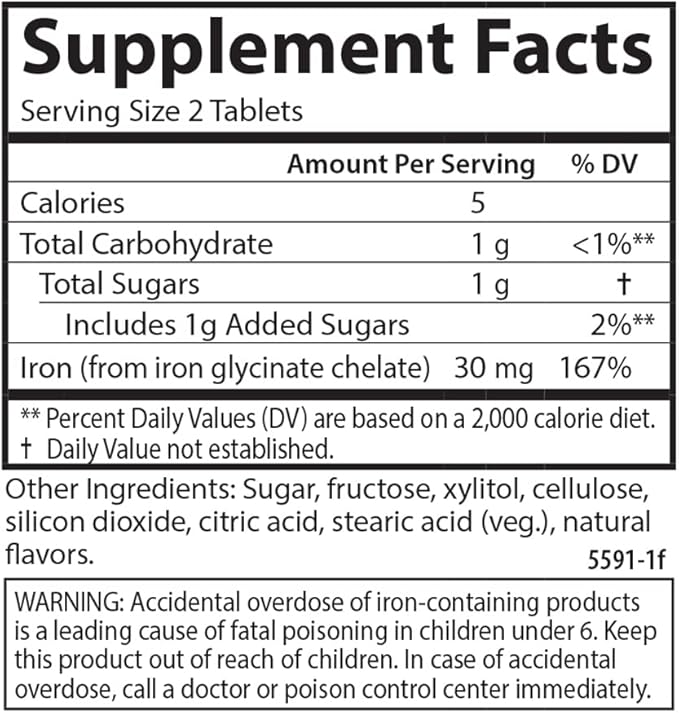 Carlson - Chewable Iron, 30 mg, Superior Absorption, Blood Health, Energy Production & Optimal Wellness, Natural Strawberry Flavor, 60 Tablets