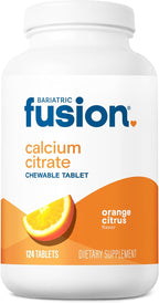 Bariatric Fusion Calcium Citrate Chewable Tablet | Orange Citrus Flavored | Chewable Calcium Citrate | Bone Health Support* | Gluten, Dairy and Soy Free | Non-GMO | 124 Count