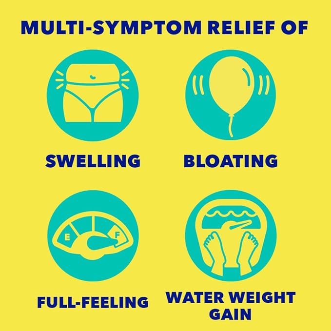Midol Bloat Relief Caplets with Pamabrom,Relieve Bloating Symptoms Before and During Your Period,Provides Up to 6 Hours of Relief for Women,60 Count (Pack of 2)