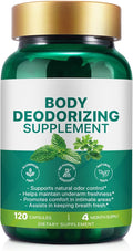 Chlorophyll Capsules | Body Deodorizing Supplement | Natural Internal Odor Control | with Chlorophyllin, Parsley and Peppermint | for Skin, Breath and Body Health | 4 Month Supply - 120 Caps