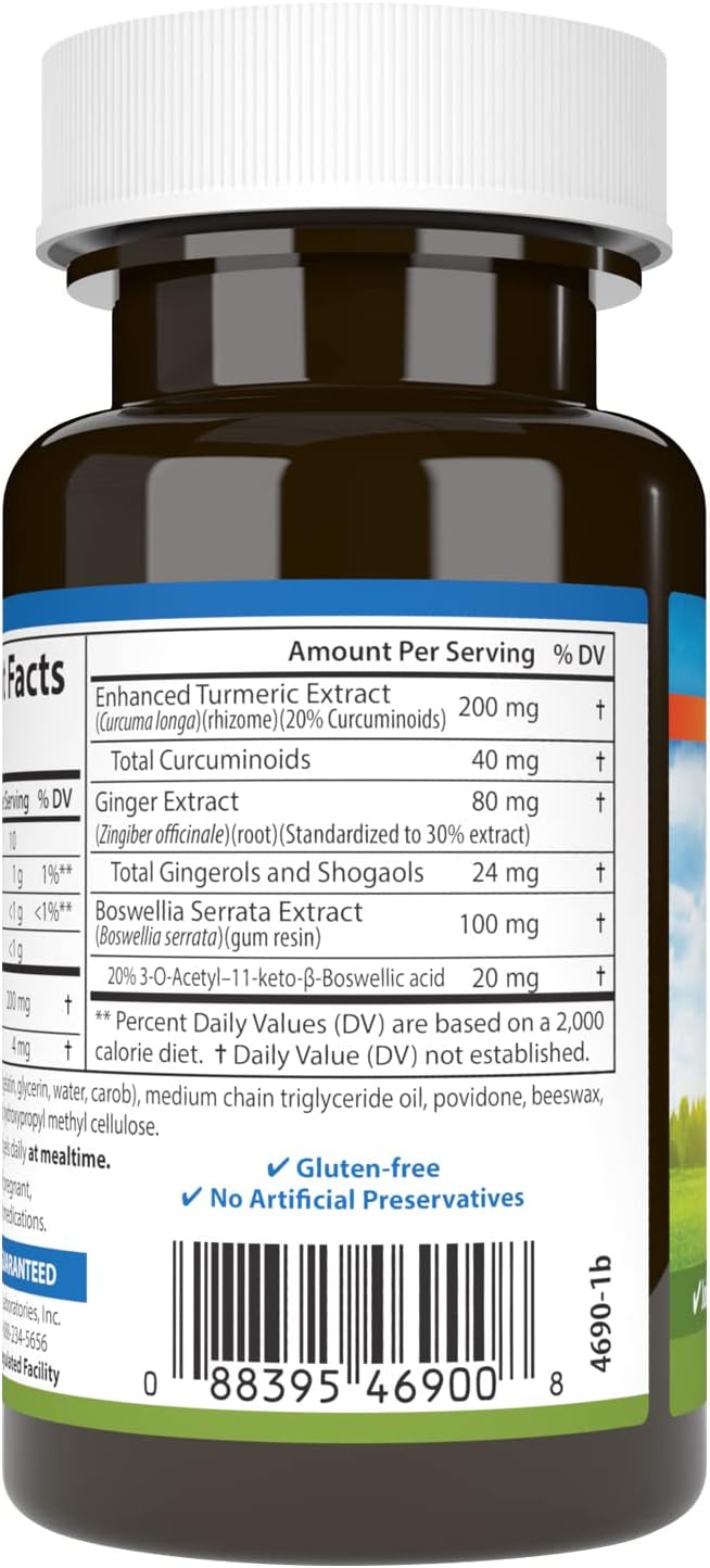 Carlson - Enhanced Mobility, Botanical Joint Support, Boswellia, Tart Cherry, Curcumin, Ginger, 30 Softgels