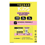 TRUBAR Kids Protein Bars, Iced Oatmeal Blast, Plant Based Protein, Gluten Free School-Friendly Snacks for Lunchboxes, Tree Nut and Peanut Free, Low Sugar, Healthy On the Go Snack Bars, 12 Count