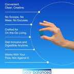 Bear Balanced Creatine Gummies for Men & Women - Creapure® Creatine Monohydrate, L-Theanine, L-Tyrosine & B12 for Muscle Growth, Strength, Focus, Energy & Health - Low Calorie, Sugar-Free, & Vegan