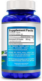 Generic Natural Vitamin Coq10 200mg, 200 Capsules, Quick Absorption - Gluten Free & Non-GMO