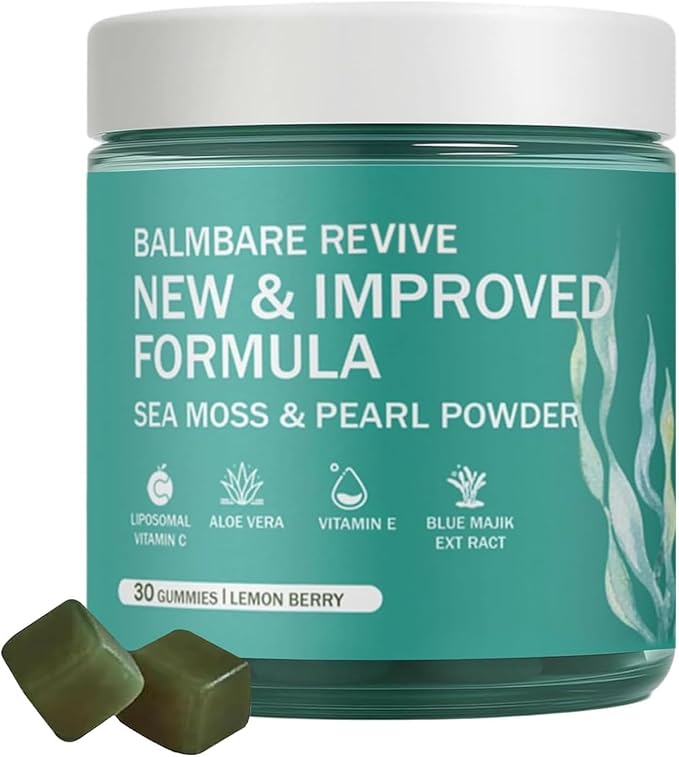 Revive Hair Gummies - Sea Moss Gummies with Hair, Skin & Nails Vitamins with Seamoss, Pearl Powder, Vitamin E, Aloe Vera, Liposomal Vitamin C, 30 Count