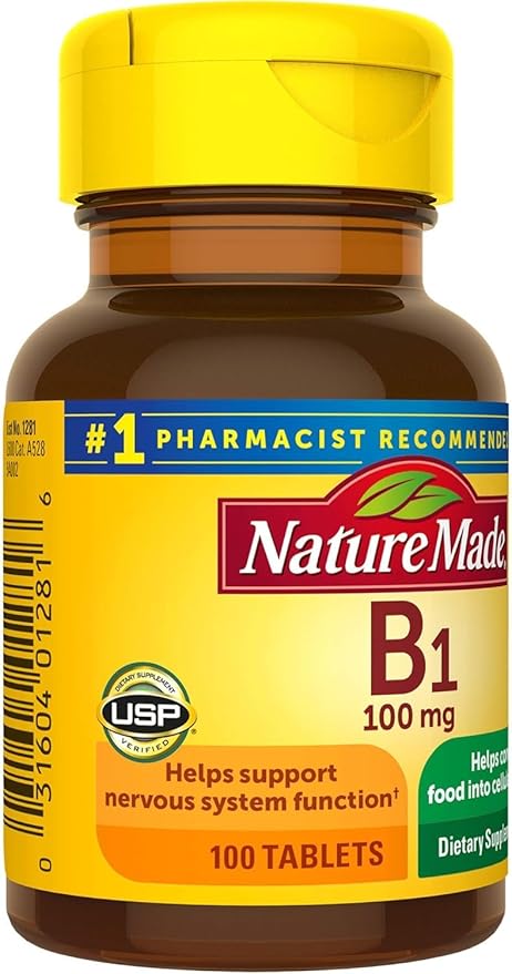 Nature Made Vitamin B1 100mg, Dietary Supplement for Energy Metabolism Support, 100 Tabletss, 100 Day Supply.