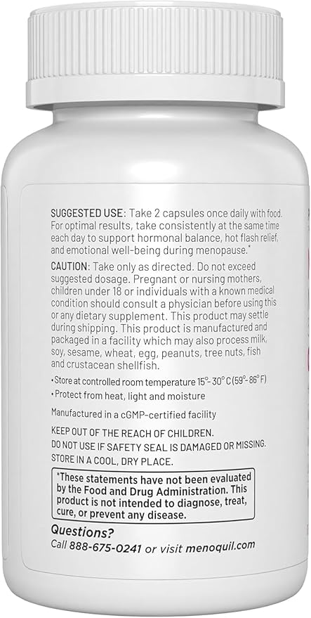 Menopausal Multi-Symptom Relief - Support for Hot Flashes, Night Sweats, Mood Swings & Restful Sleep - Black Cohosh, Ashwagandha, Chasteberry, Soy Isoflavones, Grape Seed & Sage - 60 Capsules