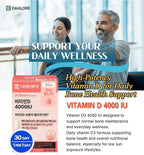 Vitamin D 4000 IU Tablets by Daewoong, High Potency Vitamin D3 Supplement for Daily Support, Easy-to-Swallow Mini Tablets, 30-Day Supply, Non-GMO, Gluten-Free, Made in Korea
