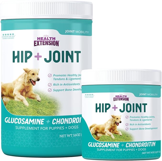 Health Extension Chondroitin with Glucosamine for Dogs, 8oz - Arthritis Pain Relief, Joint & Hip Supplement, Cheese Flavored Powder