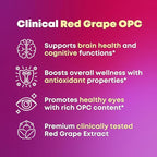 Resveratrol Complex Supplement with Clinically Tested Cognigrape Red Grape Extract OPC Proanthocyanidins - Antioxidant & Brain Health Support - 90 Veggie Capsules, Non-GMO, Gluten-Free, Vegan