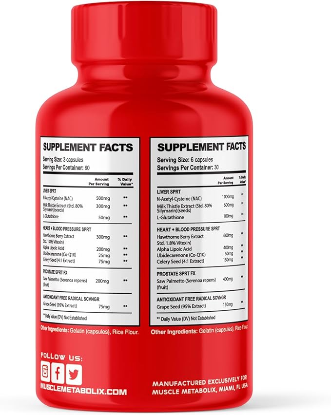 Cycle Safe Liver & Organ Defense | Complete Cycle Support | Super Prostate Support | Liver Support | Antioxidant Grape Seed Extract Plus Organ Detox | 180 Capsules Mens Supplement