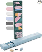 Pillar - 7-Day Pill Organizer | Weekly Medicine Pill Container Travel Box - Aesthetic Medication Holder - Stylish Travel Pill Case - Cute Small Medication Organizer 7 Day for Women (Powder Blue)