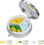 Nipichsha Pill Box, Small Pill Case for Purse & Pocket, Cute Travel Medicine Organizer, Portable Medicine Container Holder to Hold Vitamins, Medication, Fish Oil & Supplement, Blue Marble