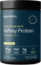 Gainful Performance Whey Protein Powder, 25g Protein per Serving, Unflavored, Supports Muscle Growth, Recovery, and Endurance, with Tart Cherry Powder, No Artificial Ingredients, 14 Servings