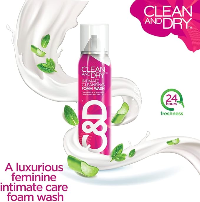 Clean & Dry | Intimate Cleansing Foam wash | Cleanses & Nourishes | Naturally | No itching | No Burning | No White Discharge | Lightens & Protects| No 1 Expert Intimate Care Range | 85g