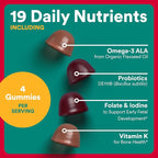 SmartyPants Organic Prenatal Vitamins for Women, Multivitamin Gummies: Probiotics, Biotin, Methylfolate, Omega 3 (ALA), Vitamin D3, C, Vitamin B12, B6, A, K2 & Zinc, Choline, 120 Count (30 Day Supply)