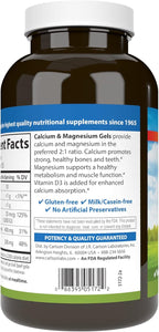 Carlson - Calcium & Magnesium Gels, 2:1 Calcium to Magnesium Ratio, 200 mg Calcium Supplement, 100 mg Magnesium Supplement, Bone Support, Energy Production, 250 Softgels