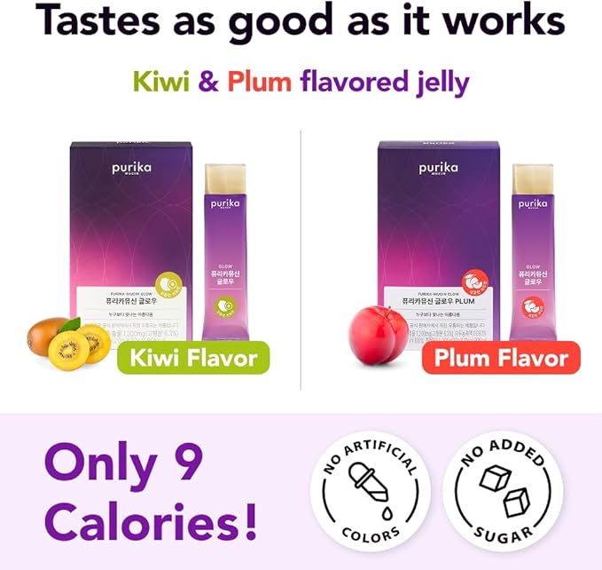 Glow, 1200mg Snail Mucin Supports Skin Elasticity, Collagen Peptides Jelly Stick, Kiwi Flavor, Biotin, Vitamin C, Hyaluronic Acid, Prebiotics, Korean Skin Care, 10 Sticks