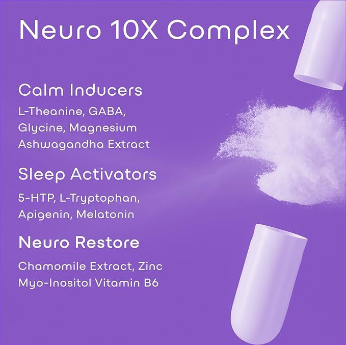 Green Lab® Neuro Sleep+ 10x Neuro-Body Sleep Aid Formula with GABA, L-Theanine, Ashwagandha, Melatonin and Magnesium | Sleep Supplement for Relaxation and Night Recovery - 120 Capsules