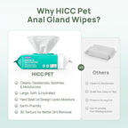 HICC PET Wipes for Dogs & Cats, Vet Recommended Cleaning Deodorizing & Soothing Allergy Infections Anal Gland Wipes, Hypoallergenic Hydrating & Nourish Fur Dog Grooming Wipes for Paw, Butt, Body
