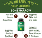 Peak Performance Grass Fed Bone Marrow - Whole Extract Supplement 180 Capsules - Superfood Pills Rich in Collagen, Vitamins, and Amino Acids - from Matrix Cartilage - Ancestral Tablets