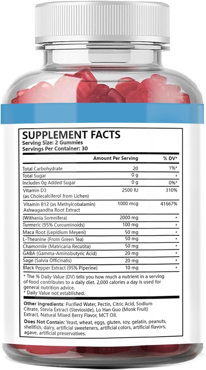 Ashwagandha Gummies with Vitamin D Non, Gluten Free Stress Relief & Immune Support Ashwagandha Supplements Alternative Model 60 Count