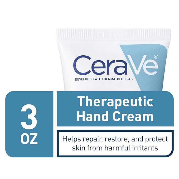CeraVe Therapeutic Hand Cream for Dry Cracked Hands With Hyaluronic Acid and Niacinamide,Fragrance Free 3 Ounce,(Pack of 2)