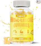 HMB and Leucine Gummies, with 3000mg HMB and L-Leucine Supplement for Muscle Recovery, Muscle Mass & Improve Endurance, for Men & Women, Non GMO, Vegan,Gluten Free, Lemon Flavor, 120 Gummies