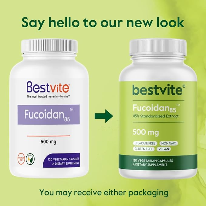 BESTVITE Fucoidan Extract 500mg (Standardized to 85% Fucoidan) (120 Vegetarian Capsules) No Fillers - No Stearates - No Flow Agents