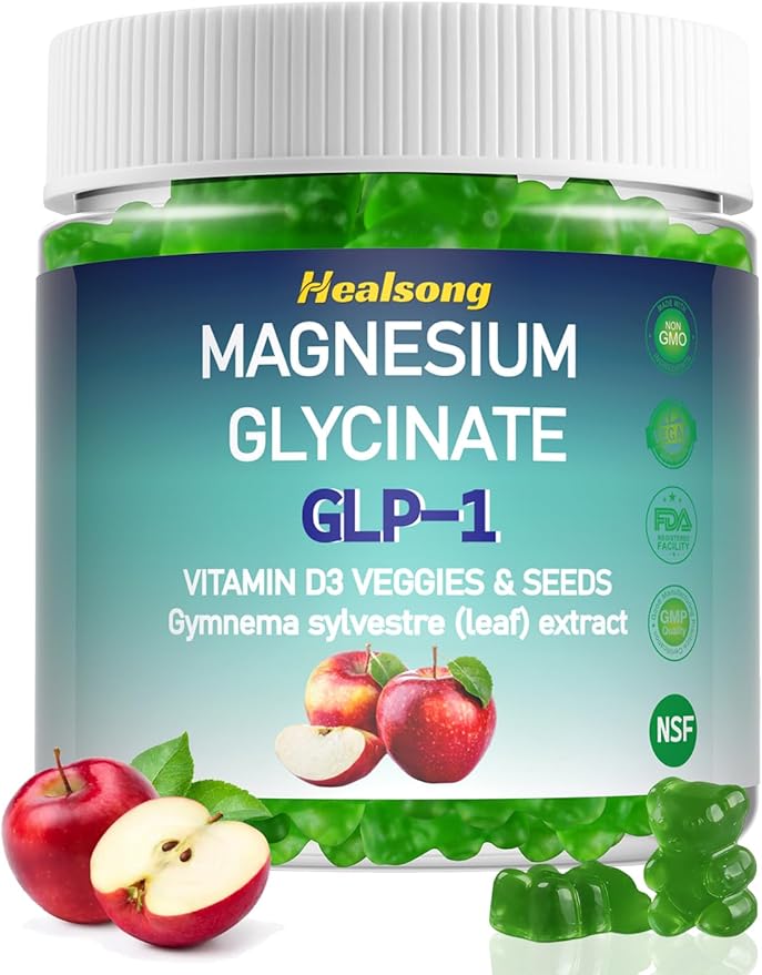 Magnesium Glycinate Gummies 400mg Supplements with Magnesium Malate & Taurate | Vitamin D3 Spinach | Kale | Broccoli