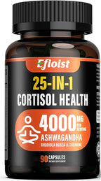 Cortisol Supplement for Women, 25-in-1 Cortisol Reducer, Cortisol Manager, Ashwagandha for Women & Men, Cortisol Supplement with Rhodiola Rosea, L-Theanine, for Mood, Focus, Sleep Support, 90 Capsules