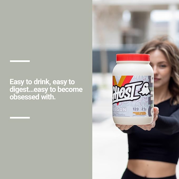 GHOST Vegan Protein Powder, Chocolate Cereal Milk - 2lb, 20g of Protein - Plant-Based Pea & Organic Pumpkin Protein - ­Post Workout & Nutrition Shakes, Smoothies, & Baking - Soy & Gluten-Free