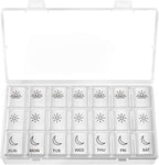 BUG HULL Weekly Pill Organizer 3X a Day, Daily 7 Day Medicine Pill Organizer 3 Times a Day, Travel Pill Case Container for Vitamins, Supplements