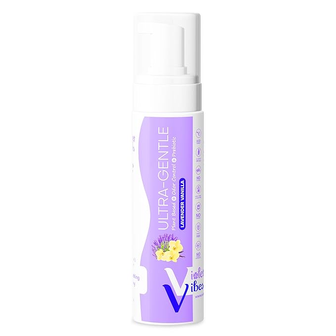 Violet Vibes Ultra-Gentle Feminine Wash | pH-Balancing, Nourishing, Odor-Control for Intimate Areas & Sensitive Skin | Daily Essential | Infused w/Plant-Based Extracts | Scented - Lavender Vanilla