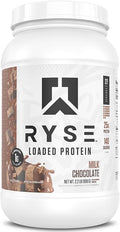 RYSE Loaded Protein Powder - Milk Chocolate - 25g Whey Protein Isolate & Concentrate with Prebiotic Fiber & MCTs - Low Carb, Low Sugar, Digestive-Friendly - 27 Servings / 2 lb Tub