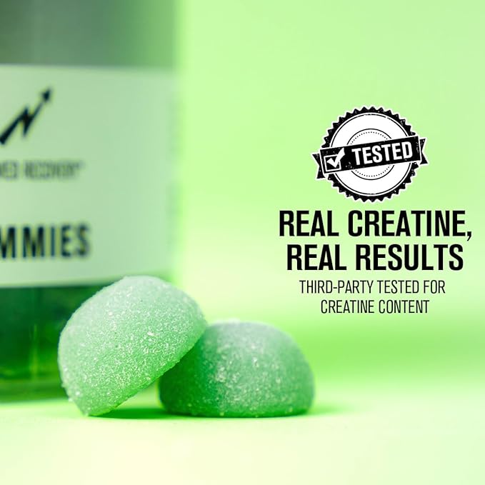 Jacked Factory Sugar Free Creatine Gummies - 5g Daily Dose (1.25g per Gummy) - Creatine Gummy Sugar Free for Men and Women, Vegan-Friendly, Third-Party Tested - 120 Gummies, Green Apple