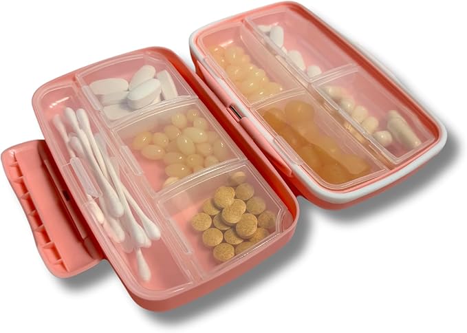 Cute, Large Pill Organizer for Vitamins & Supplements - Big, Silicone, Pink, Mentally Stable